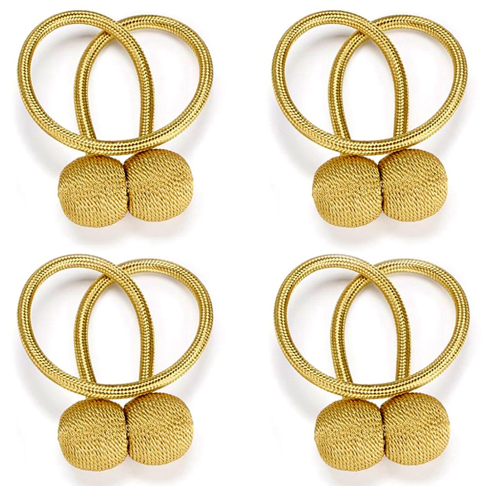 ZCINT 4 Pack Drape tiebacks Rope-European Strong Magnetic Holdbacks for Home Curtains/Window Decor(gold)