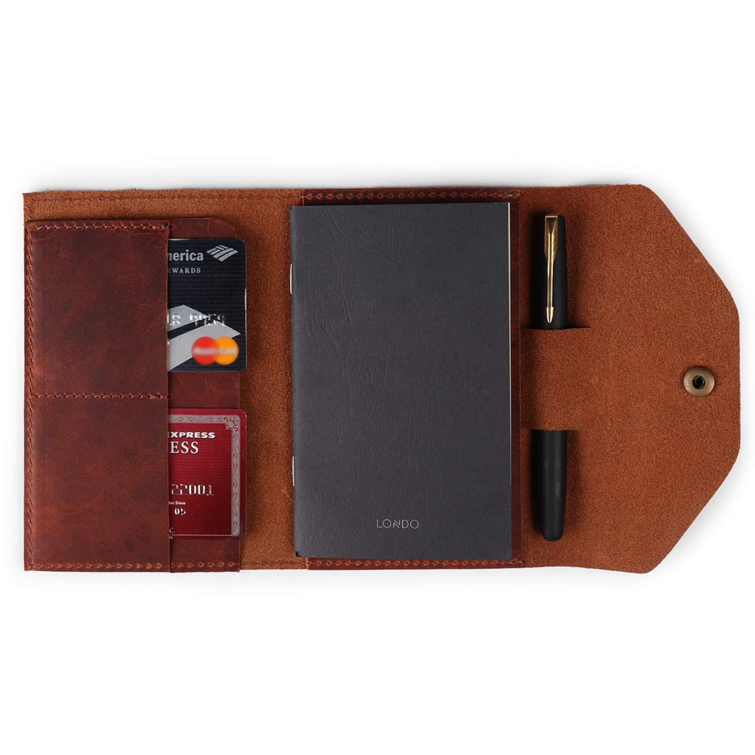 LONDO Genuine Leather Portfolio with Notepad and Snap Closure - Small
