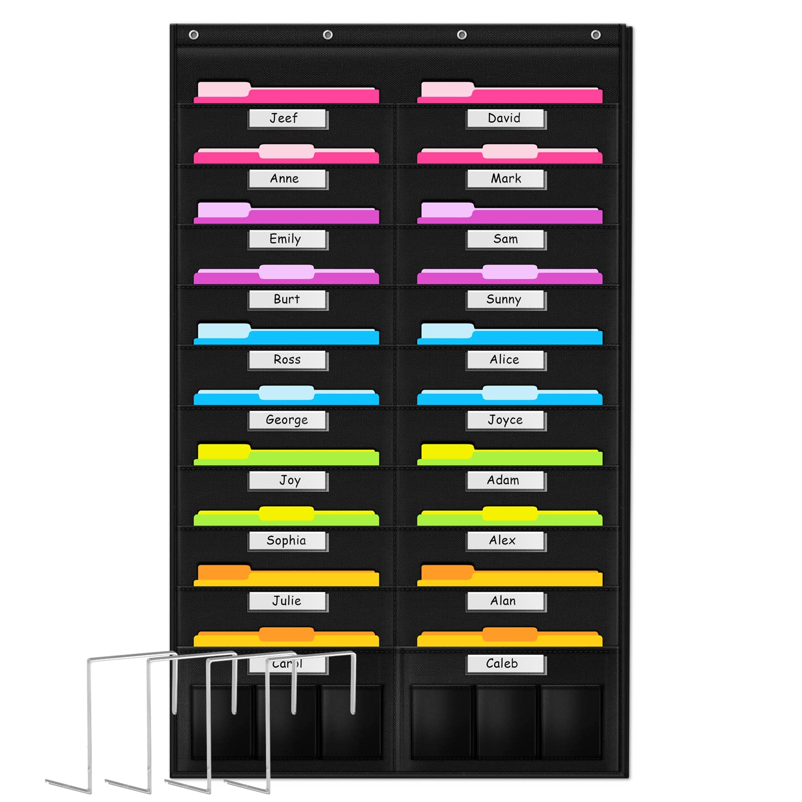 Godery Door Hanging File Organizer/Folder Pocket Chart, 20 Pocket + 6 Tool Pocket Cascading Wall Organizer, Perfect for Home Organizer, School Pocket Chart, Office Bill Filing Wall or Over Door Mount