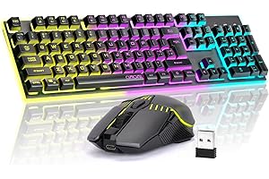 CHONCHOW Gaming Wireless Keyboard and Mouse, Rechargeable RGB Backlit, Metal Panel, Mechanical Feel Anti-ghosting Keyboard with Side Button for Computer PC Laptop Compatible with Windows Mac Ps4/Ps5 Xbox one