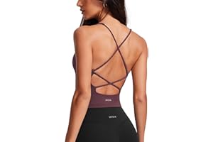 INGIA Womens V Neck Padded Tank Tops Spaghetti Criss Cross Strap Statement Strappy Back Casual Crop Top