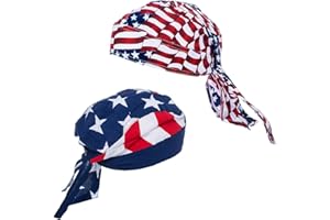 CoverYourHair American Flag Durag - USA Doo Rag - Dew Rags for Men - Patriotic Skull Caps - American Flag Headbands (2 Pack Dew Rags)