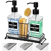 VIMERPA Kitchen Soap Dispenser Set,Kitchen Soap Dispenser with Sponge Holder,Hand and Dish Dispenser Set,Instant Dry Tray, Clear