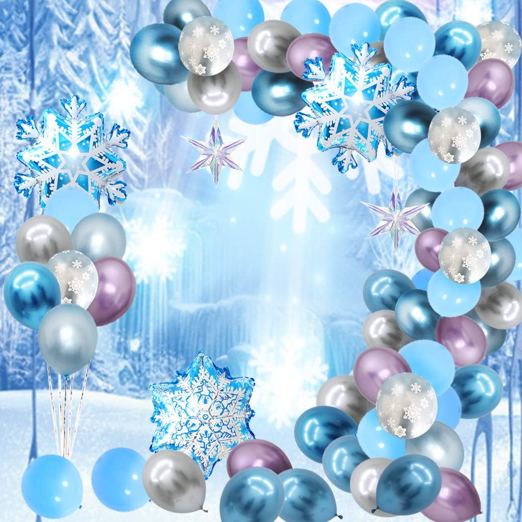 Ice And Snow Themed Snowflake Balloon Garland Arch Set Blue Purple Balloons Girl's Birthday Party Decoration Baby Shower Globos Buy Cheaply On