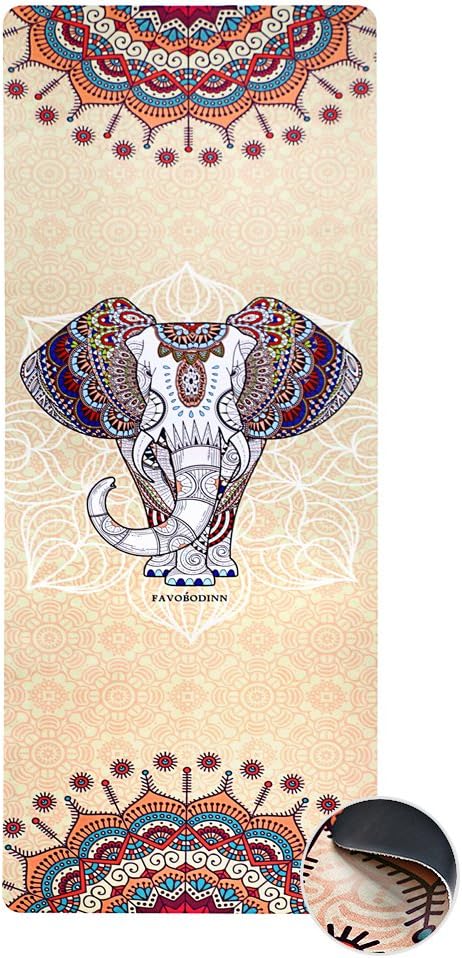 THIN YOGA MAT with bag - Large Non Slip Unique Yoga Mats - 72.8 " Unique Elephant Printed Design Eco Friendly Non Toxic Exercise Workouts Fitness Mats for Women Kids Men A elephant Yoga Bag Include