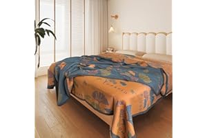 BIFQIOY Reversible Ginkgo Quilt Lightweight Cotton Muslin Bedspread Soft Breathable Coverlet for All Season Queen Size Bedding Machine Washable Quilted Throw Blanket for Bed, Couch