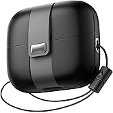 SURITCH for Samsung Galaxy Buds 3 Pro (2024) / Buds 3 (2024) / Buds 3 FE (2025) Case, Magnetic Cases with Cleaner Kit & Hanging Lanyard, Stylish Shockproof Cases Rugged Protective Cover, Black