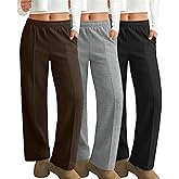 Neer 3 Pack Women's Wide Leg Sweatpants Baggy High Waist Straight Yoga Pants Open Bottom Jogger with Pockets