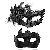 Ralleyfun Masquerade Masks for Women Men Couple Venetian Halloween Mask for Carnival Costume Party Prom Ball