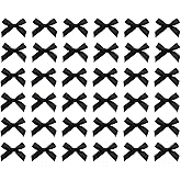 Tupalizy Ribbon Bows Mini Satin Fabric Bows Flowers for DIY Craft Sewing Scrapbooking Wedding Christmas Party Favors Bakery Treat Gift Box Decoration Packaging, 40x40x10mm, 50PCS (Black)