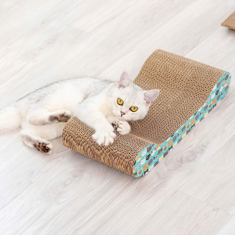 RUMUUKE 3 Packs Cat Scratcher Corrugated Scratch Pad Lounge Sofa Bed Paper Cardboard Cat Scratching Toys, Catnip Included : Pet Supplies