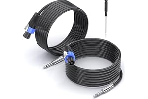EPYOADO Pro 15 Feet Speakon to 1/4 Speaker Cable, 2 Pack Professional DJ/PA Amplifier Mixer Speaker Cable Wire