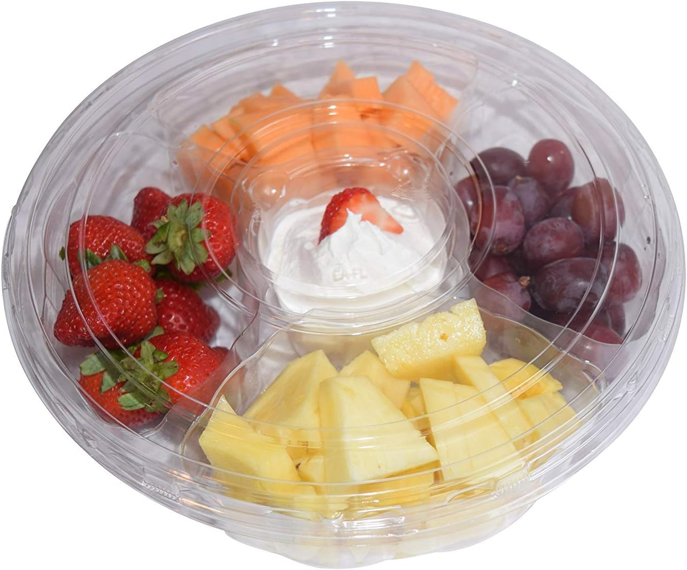 Pactiv 5 Compartment, Disposable Clear Fruit/Vegetable Tray with Lid (5 Sets)