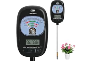MICGER 7-in-1 Soil Test Kit, Soil Moisture Meter/PH Meter/Sunlight Intensity/Fertility Soil Tester, LCD Display Air & Soil Hygrometer Temperature for Garden, Farm, Lawn Care Moisture Meter for Hous Plants