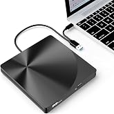 varkda External CD DVD Drive USB 3.0 Type-C Portable Burner for Laptop Mac | Slim DVD Player CD DVD +/-RW Drive CD Burner Reader Writer Recorder for Desktop PC MacBook Windows 11/10/8/7 Linux OS Apple