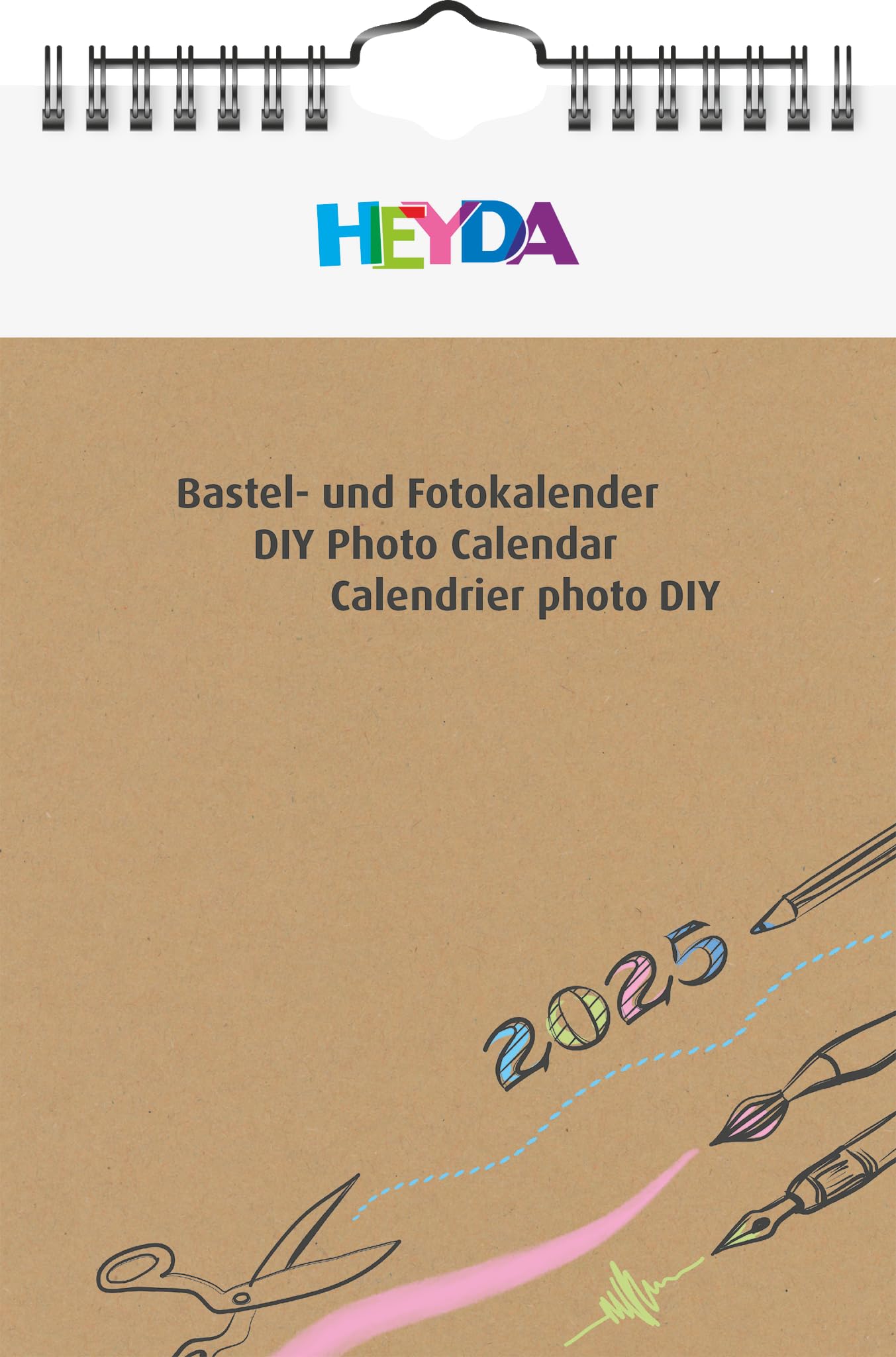 Heyda Craft and Photo Calendar Year-Bound (2025), 1 Sheet = 1 Month, A5, Natural