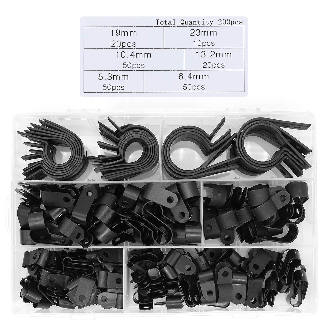 Yuhtech 200Pcs Nylon Wire Cable Clamp P Clips Fastener Plastic Wire Clips for Wire Cable Conduit