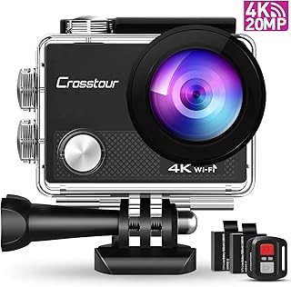 Crosstour CT9000 Action Cam Unterwasserkamera (4K 20MP WiFi Unterwasser 40M Wasserdicht Helmkamera Fernbedienung)