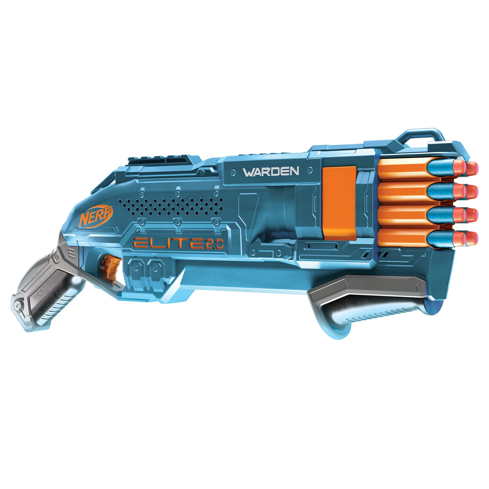 Nerf Elite 2.0 Warden DB-8 Blaster, 16 Official Nerf Darts, Blast 2 Darts At Once, Tactical Rail, Slam Fire