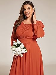 Ever-Pretty Women's Round Neck Long Lantern Sleeves