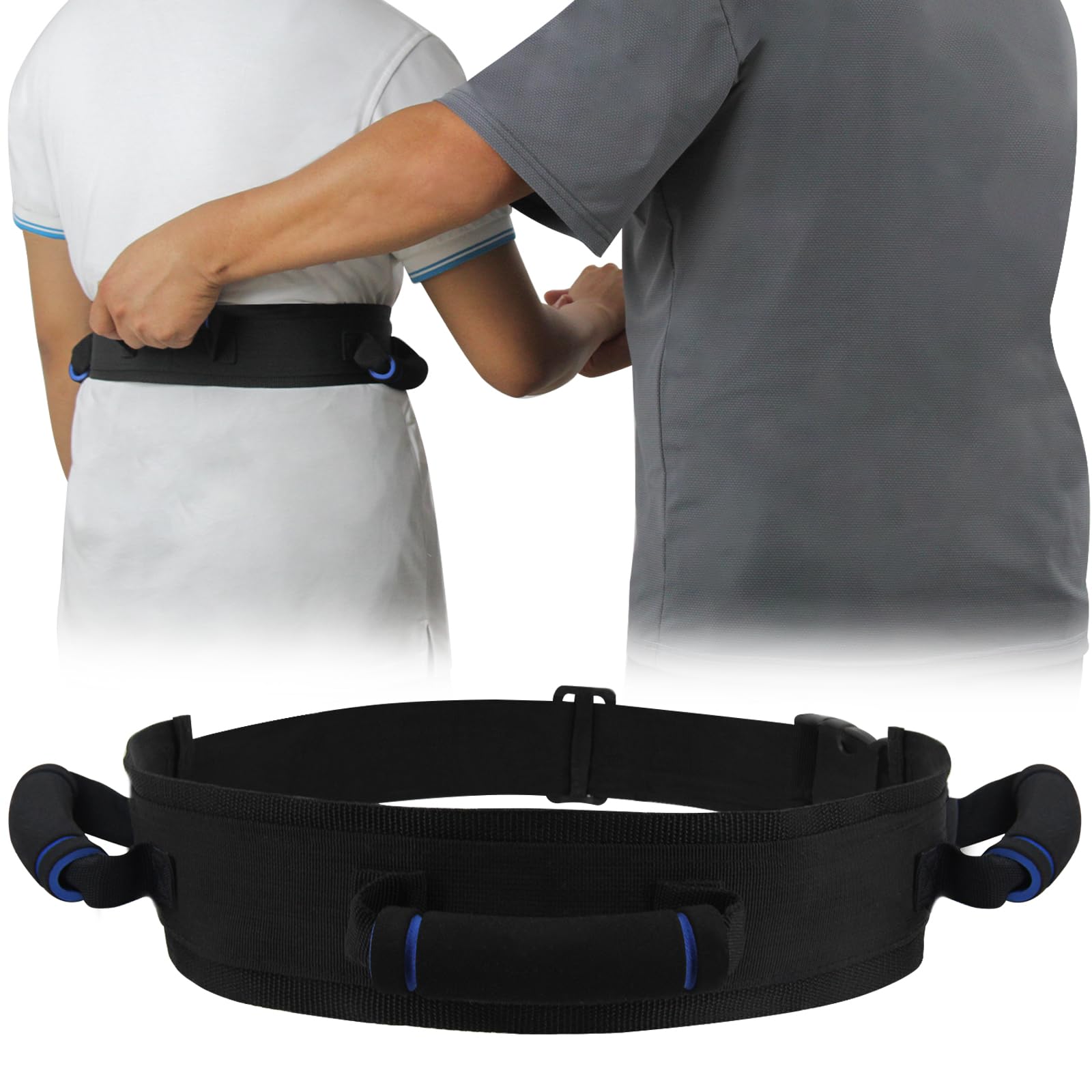 Photo 1 of KkaFFe Gait Belt with Handles, Transfer Belt for Elderly, Patient Gait Belts, Transfer Belt Assist, Gait Belts for Seniors, Upgraded Using Rubber Handles (Blue)