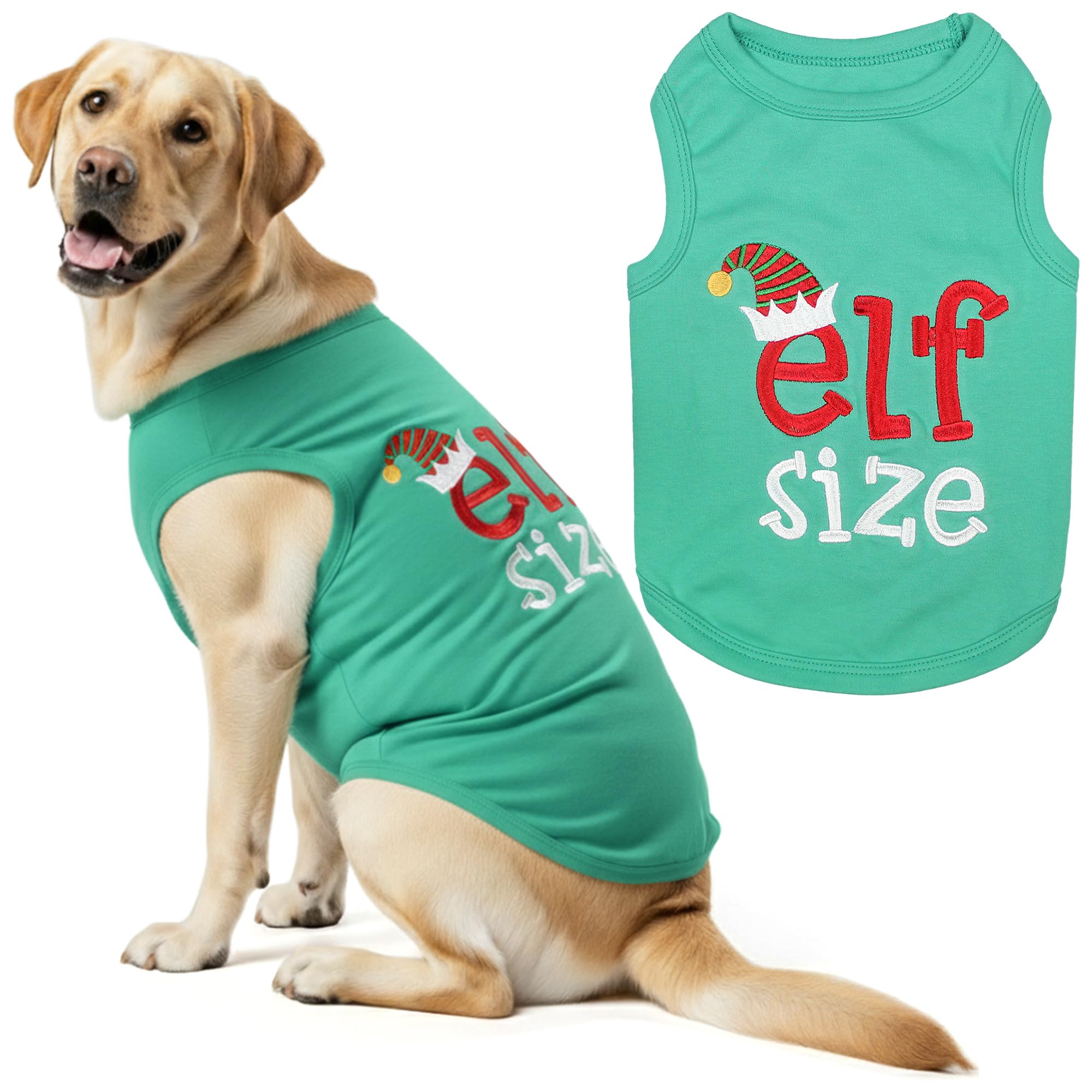 Parisian Pet Funny Christmas Holiday Dog Cat Pet Shirts Tee Tanks - Naughty or Nice, Santa Outfit, Elf Size, Santa's Helper, Sorry Santa I Ate Your Cookies (Elf Size, XL)