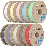 3DHoJor Matte PLA 3D Printing Filament 10KG Multicolor Bundle, 10 Colors | Black+Milky White+Dark Grey+Light Blue+Light Khaki+Peach Pink+Almond Yellow+FIRE ENGINE RED+BROWN+Mint Green