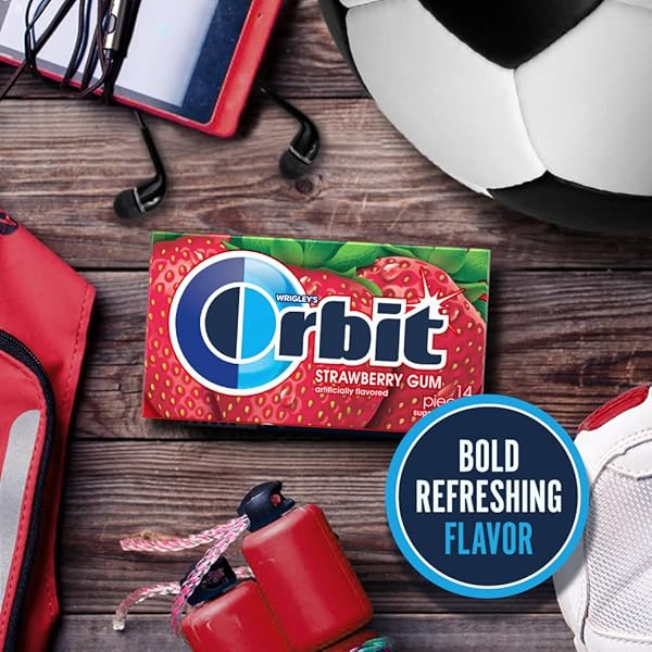 ORBIT STRAWBERRY SUGAR FREE CHEWING GUM INDIVIDUALLY WRAPPED, BULK PACKS OF GUM, 12 PACKS, 14-PIECES EACH, TOTAL 168 PIECES