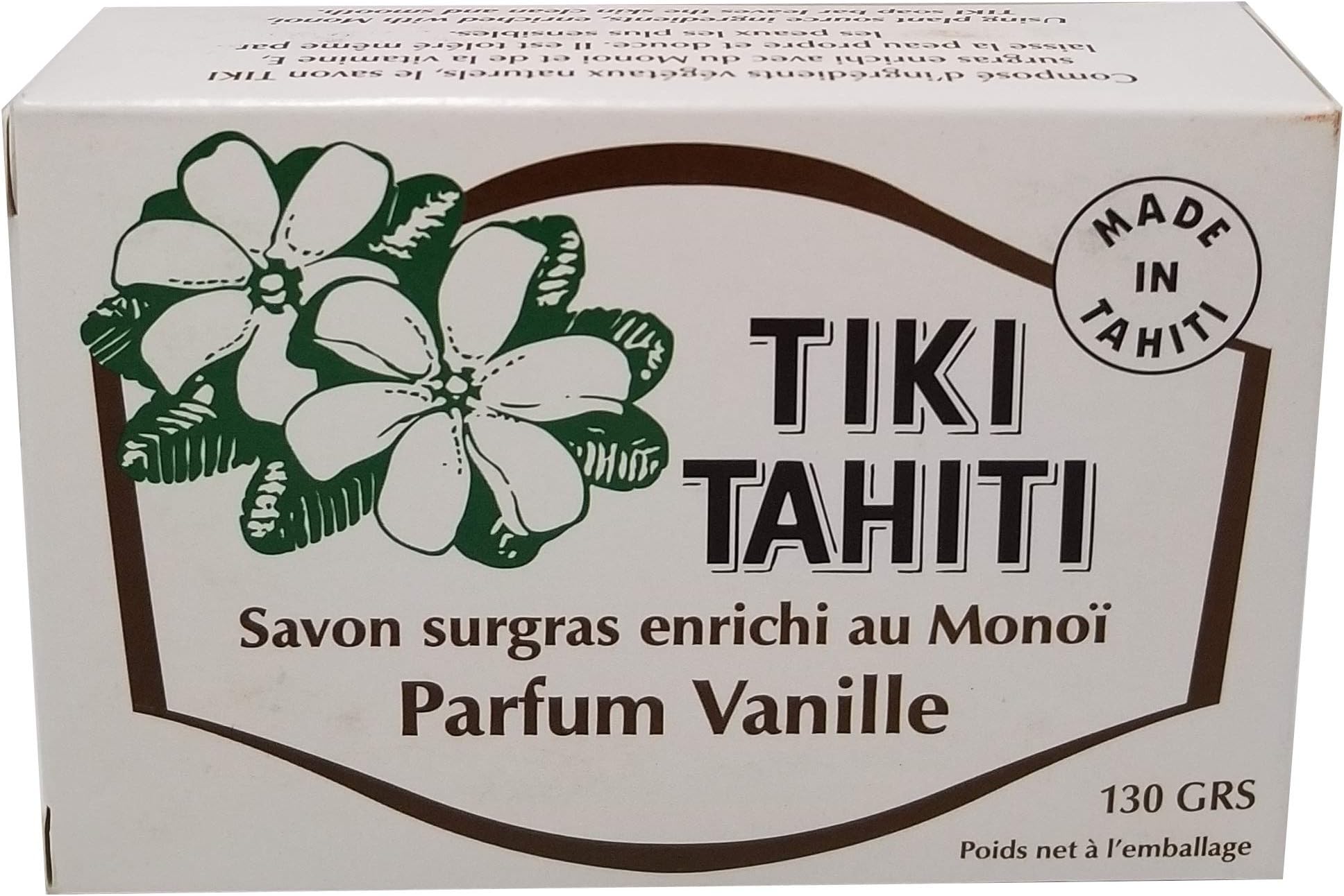 Monoi Tiare Tahiti Vanilla Soap Bar (Pack of 2) With Coconut Oil and Monoi, 4.55 oz