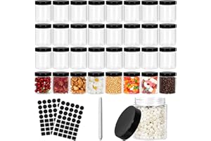 BETROME 8 oz Clear Plastic Round Jars with Black Lids, 40pcs 8oz 250ml Leak-Proof Wide-Mouth Cosmetic Storage Containers for Slime, Kitchen Use, Beauty Products, Cream, Scrubs, Bath Salt and More