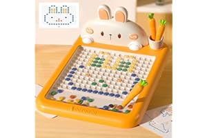 YOEGO Magnetic Dots Board for Kids, Drawing Board with Magnetic Pen and Beads,Magnetic Dot Art, Montessori Doodle Board Educational Preschool Travel Toys for 3 4 5 6 Year Old Boys Girl Gift (Orange Rabbit)