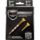 Maxfli Performance Series Golf Tees Assorted Sizes &ndash; Golf Tees 3 1/4 Set of 40 with 10 Piece Golf Tees 1 1/2 Inch &ndash; Professional 4-Prong Plastic Golf Tees &ndash; High Visibility Colors &ndash; Maximum Accuracy