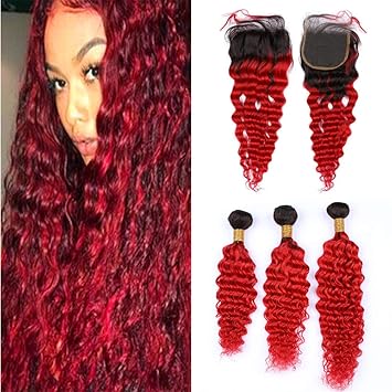 Amazon Com Zara Hair Ombre Red Curly Human Hair Bundles
