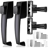 Novabright 2 Set Storm and Screen Door Handle, Black | Fits Doors 5/8 &ndash;1-1/4&rdquo; Thick, with Latch, Easy Installation, No Lock-out, Aluminum Finish, Modern