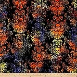 Timeless Treasures Tonga Batik Haunted Skull Damask Haunted Fabric By The Yard
