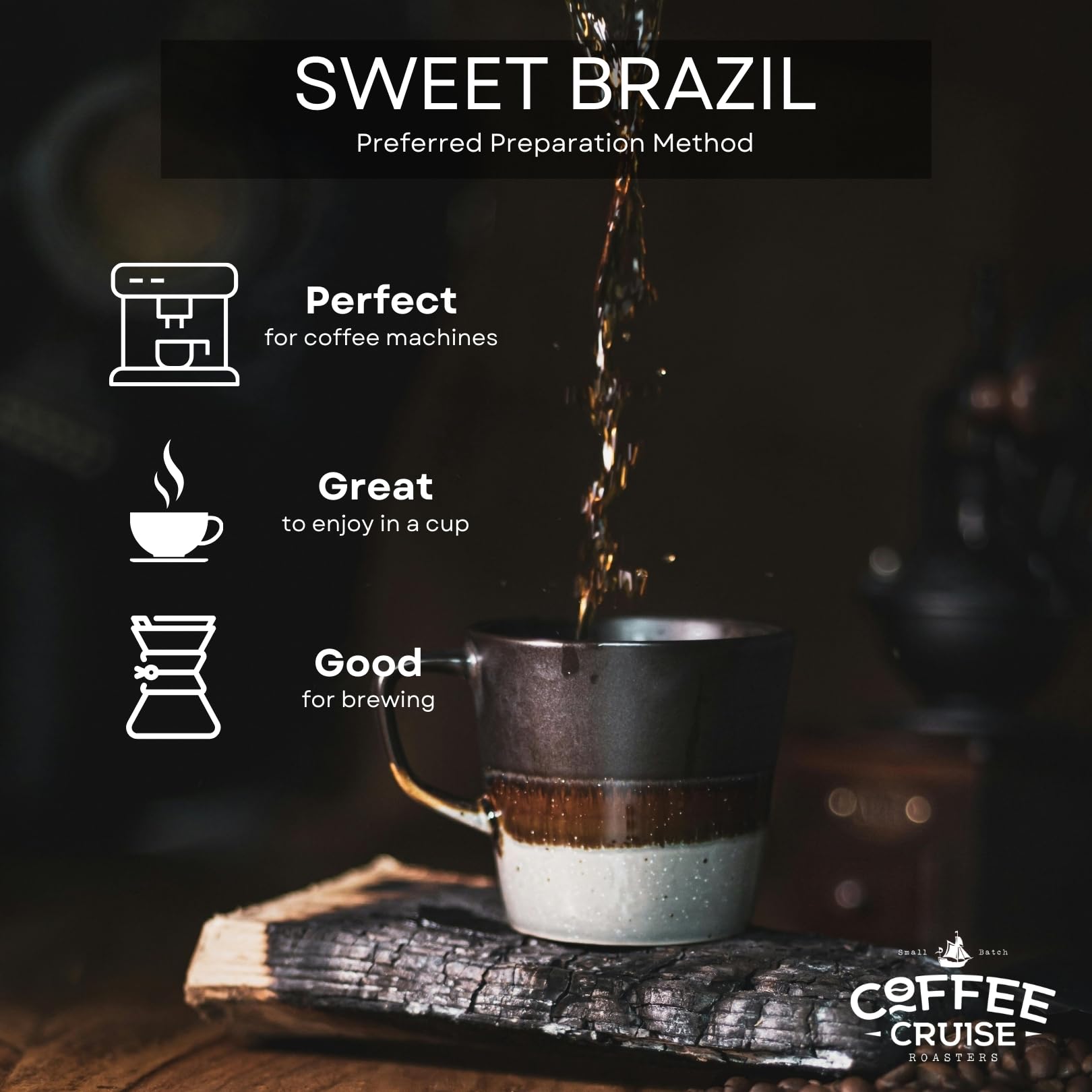 COFFEE CRUISE Sweet Brazil Brasilianische Kaffeebohnen 1kg - Mittlere Röstung - Aroma Kakao und Schokolade - Für Alle Kaffeemaschinen - 100% Arabisch 3