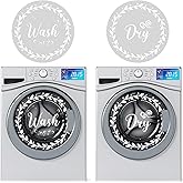 4 Pieces Laundry Room Decals Wash and Dry Decal Sticker Quote Wash Dry Vinyl Laundry Decor Machine Stickers Decor Machine Art Quote Signs for Family Home Apartment, 13 Inch(White)
