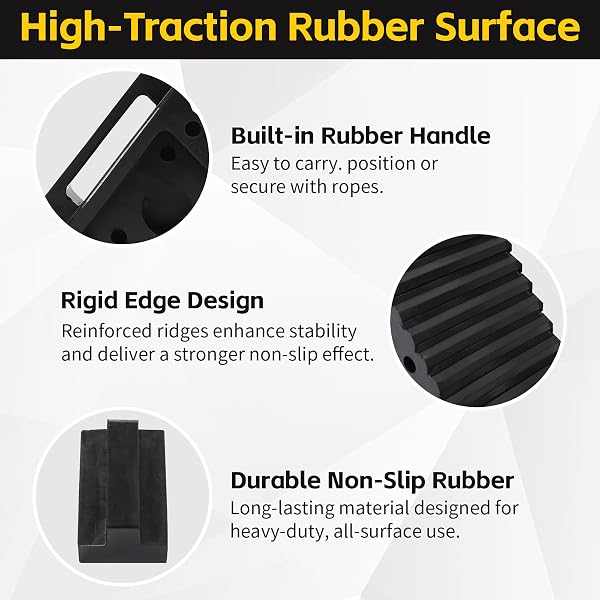 MAXXHAUL 70472 SOLID RUBBER HEAVY DUTY BLACK WHEEL CHOCK 2-PACK, 8″ X 4″ X 6″