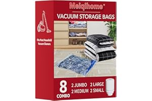 MEIQIHOME Travel Vacuum Bags With Pump,Vacuum Storage Bags with Electric Pump 8 Combo (2 J/2 L/2 M/2 Small), Plastic Packaging Bags,Travel Vacuum Bag For Luggage,Clothes, Pillows, Comforters, Blankets, Bedding