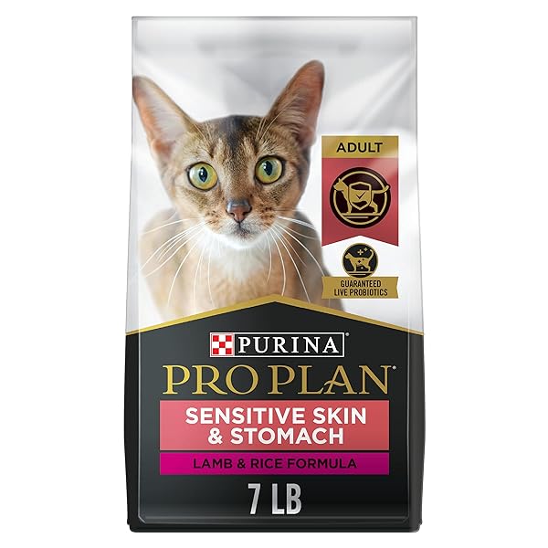 PURINA PRO PLAN SENSITIVE SKIN AND STOMACH CAT FOOD, LAMB AND RICE FORMULA – 7 LB. BAG