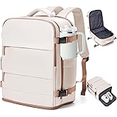 coowoz Travel Backpack Carry On for Women Man Gym Backpacks with Laptop Compartment Mochila de Viaje Teacher Personal Item Backpack Airplane Accessories Must Haves Beige Brown 20L
