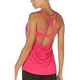 icyzone Workout Tank Tops Built in Bra - Women's Strappy Athletic Yoga Tops, Exercise Running Gym Shirts