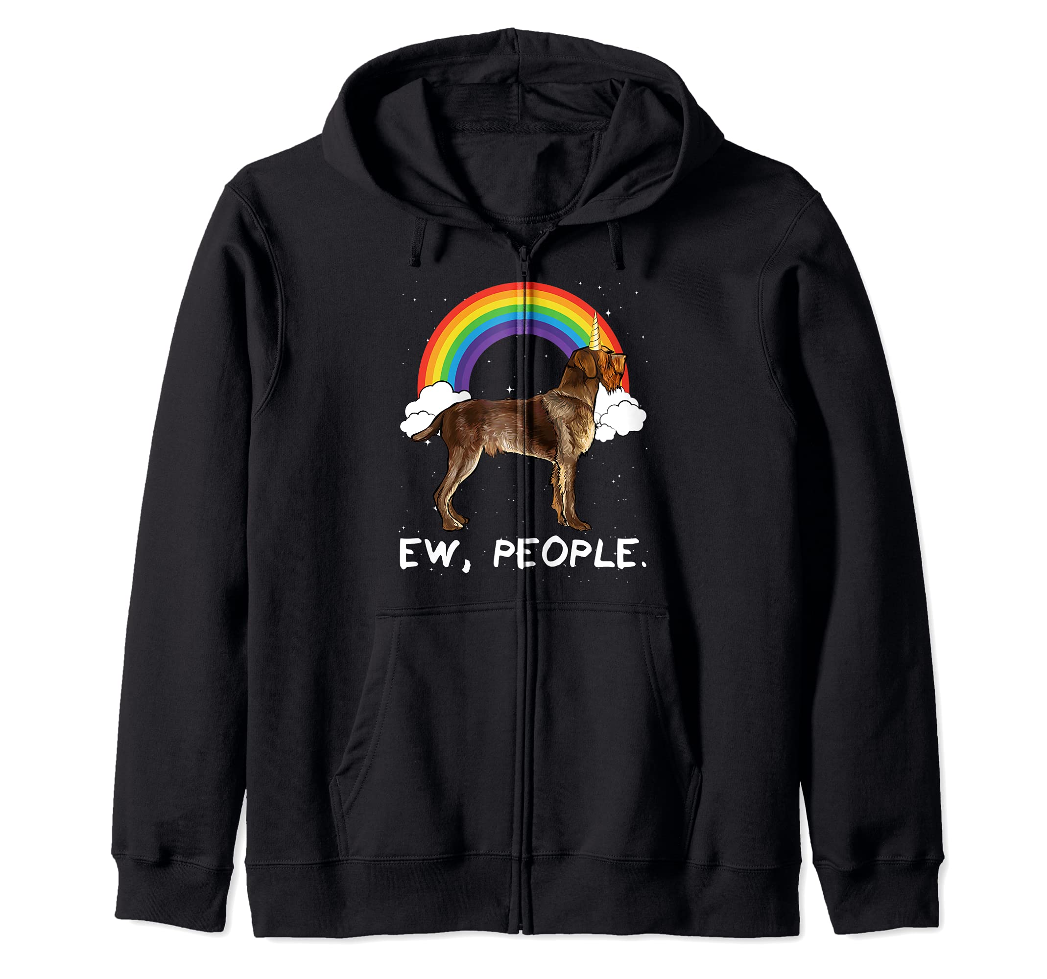 Rainbow Wirehaired Pointing Griffon Ew People Unicorn Dog Zip Hoodie