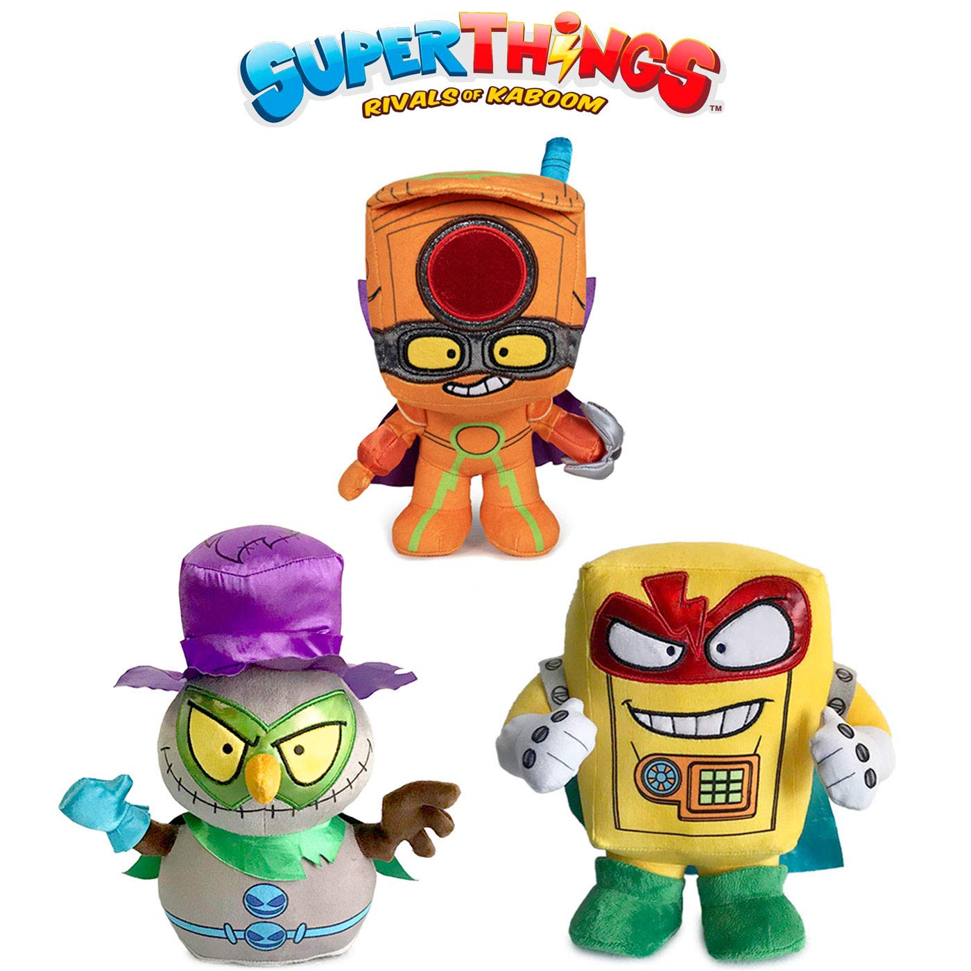 Rivals of Kaboom Superzings Hardlock Plush, Oculus MAX, Dr. Frostikus. Original 27cm Plush Toy Supethings Secret Spies Pack 3 Characters