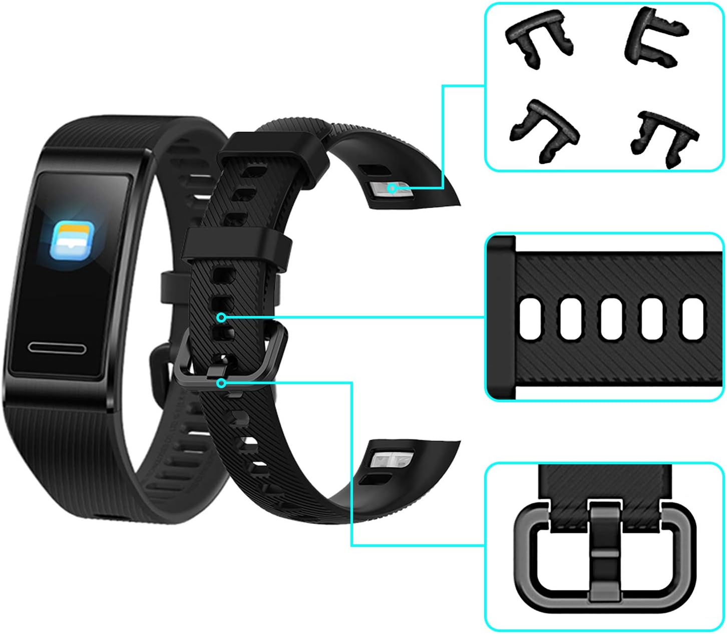 teyiwei Black Soft Silicone Wrist Strap Compatible for Band 3 Pro Replacement Watch Band Bracelet Compatible with Band 4 Pro - Image 3