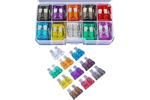 YZZYEMN 100 Pcs Auto Car Blade Fuses Assortment Kit，(2A/3A/5A/7.5A/10A/15A/20A/25A/30A/35A)，Standard Automotive Blade Fuses for Car/RV/Truck/SUV/Motorcycle/Boat Fuse Replacement