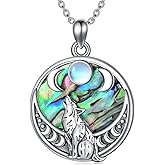 MONGAS Wolf Necklace Sterling Silver Wolf Pendant Necklace Animal Wolf Jewelry for Women