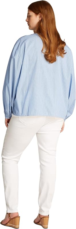 Blouse Femme V-Neck Balloon Blouse Col en V, Bleu (Ivy STP/Vessel Blue), 50 — photo 6 sur 6