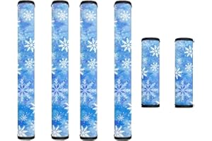 Garucesta Refrigerator Door Handle Covers Set of 6 Kitchen Appliance Decor Handles Washable Waterproof Anti-Stain Oven Stove Handle Protector Kitchen Decor and Accessories, Snowflake Christmas Blue