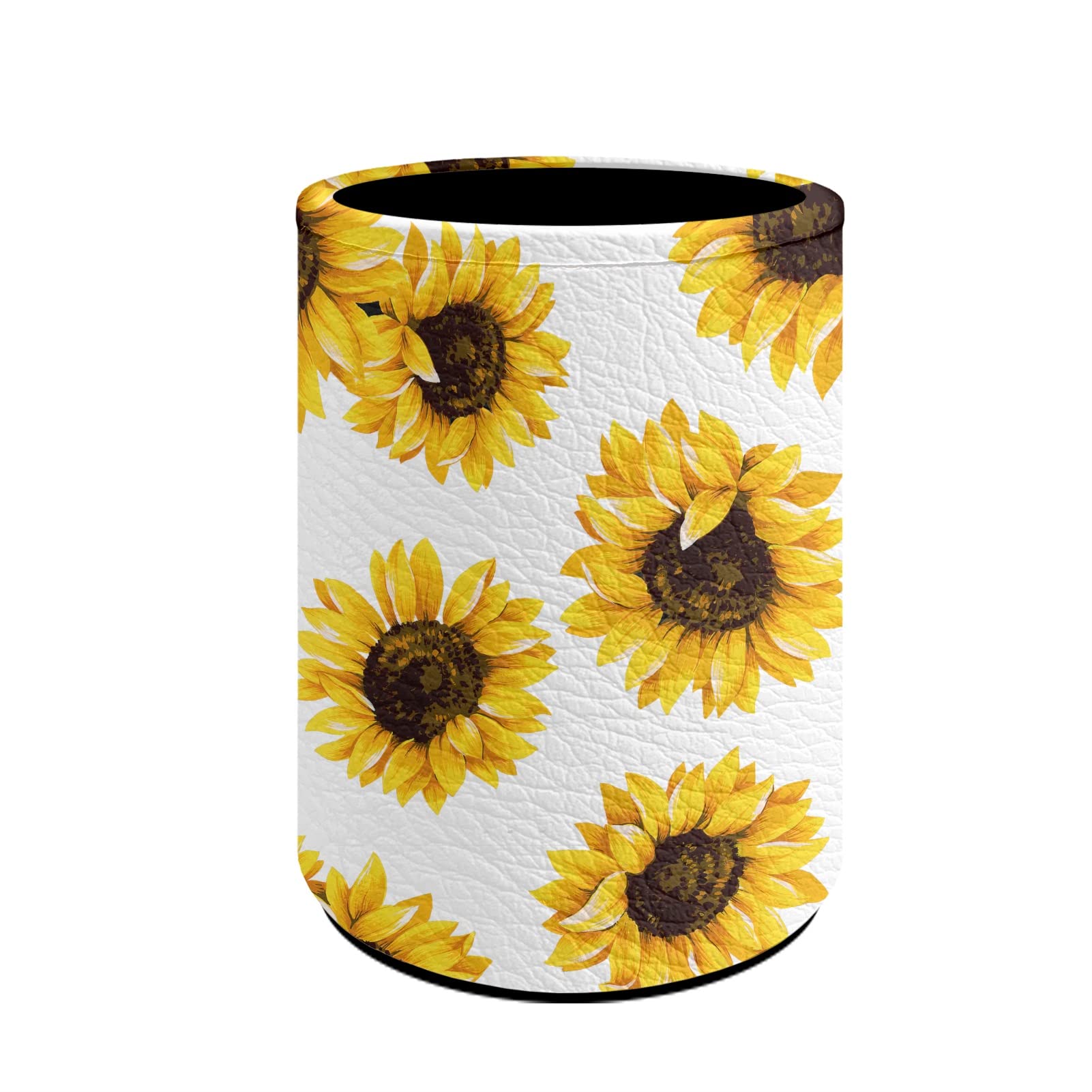 STUOARTE Sunflower Printed Kids Students Pen Holder Stationery Organizer School Desk Accessories Container Girls Make Up Brush Storage Cup Pot
